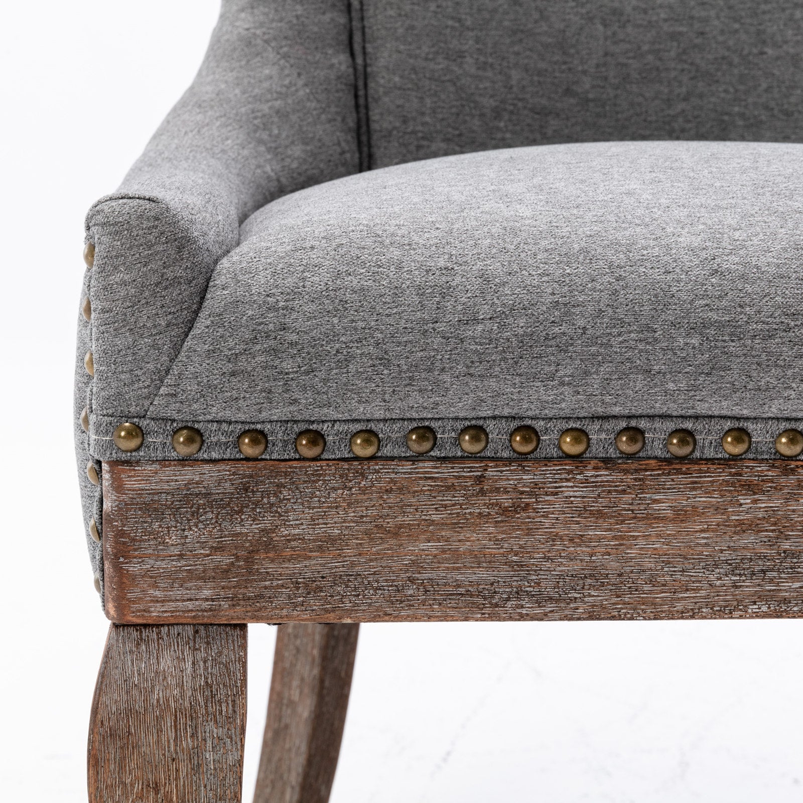 Retro-style thickened fabric light luxury high-back dining chair（gray） - KiKiUMi