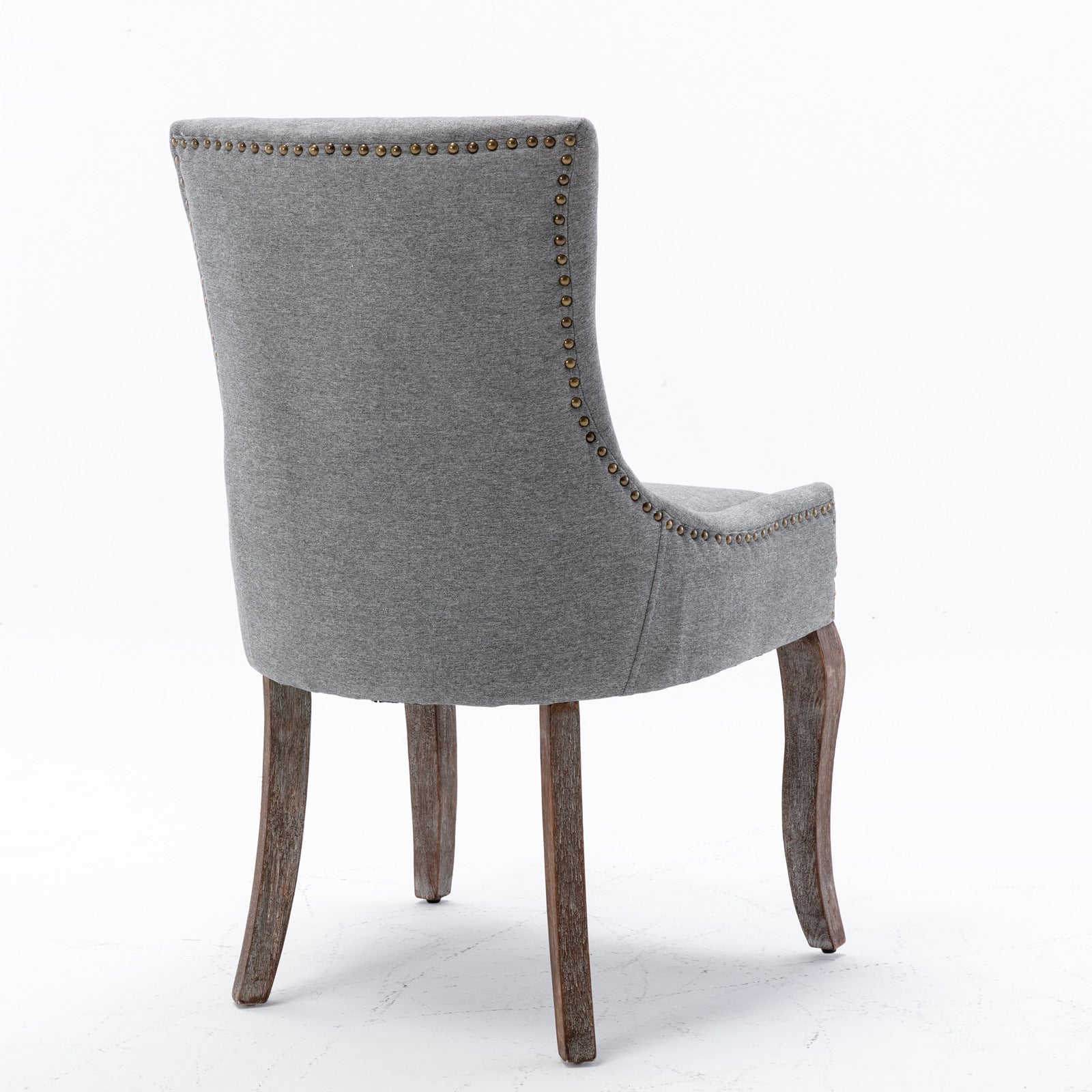 Retro-style thickened fabric light luxury high-back dining chair（gray） - KiKiUMi