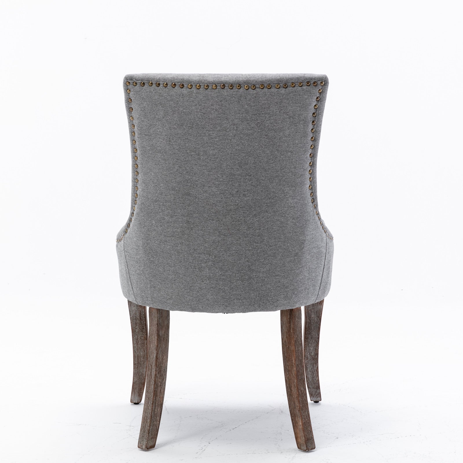 Retro-style thickened fabric light luxury high-back dining chair（gray） - KiKiUMi