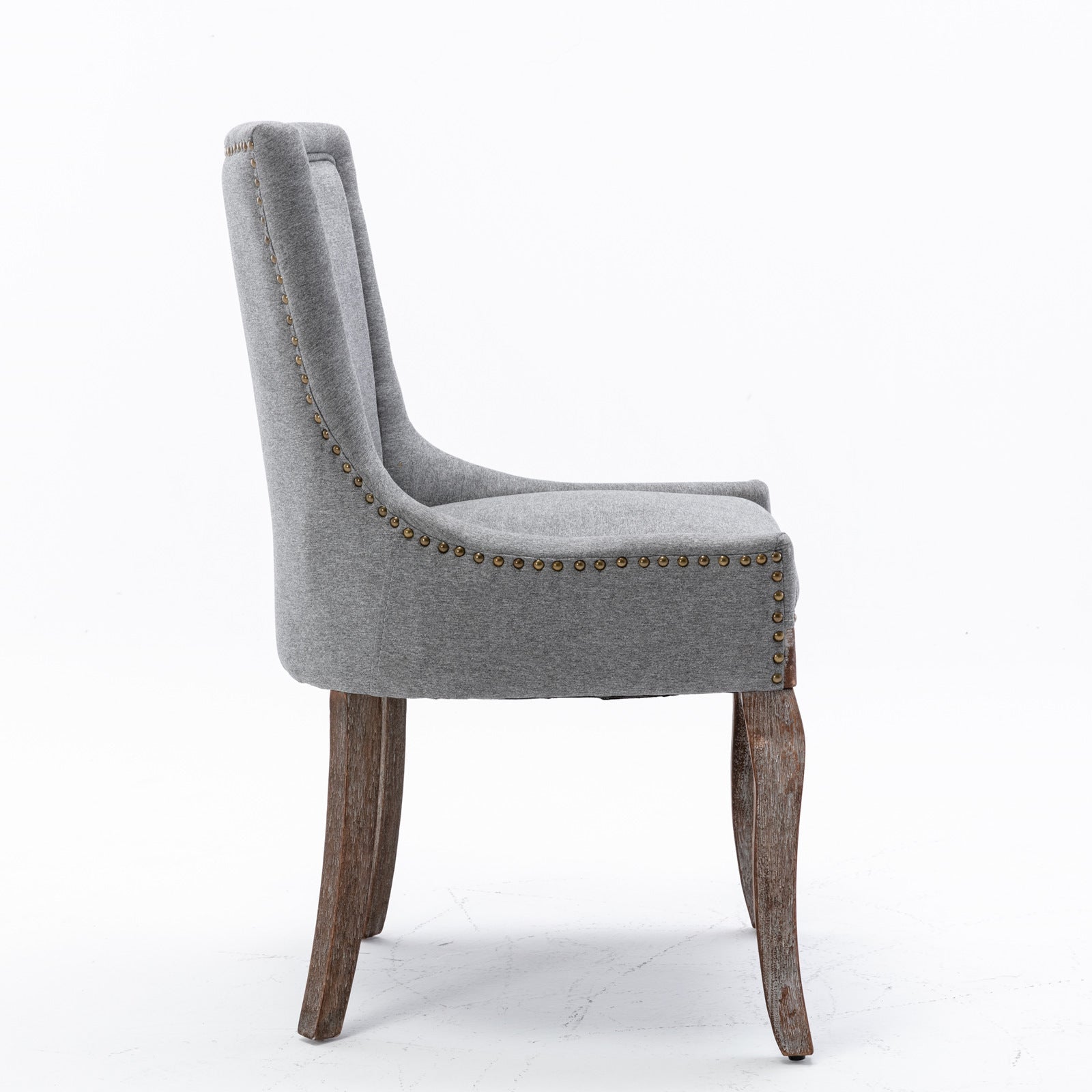 Retro-style thickened fabric light luxury high-back dining chair（gray） - KiKiUMi