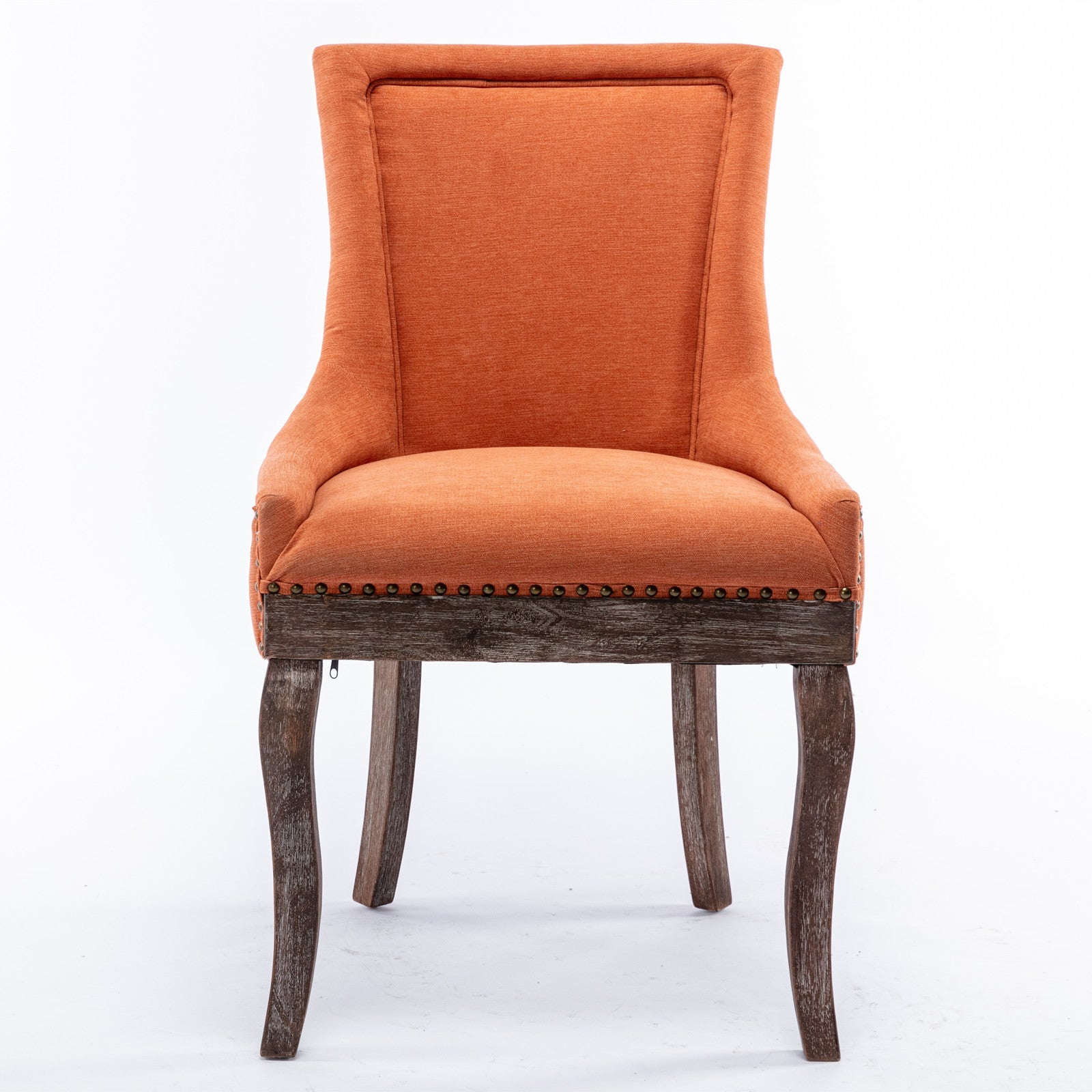 Retro-style thickened fabric light luxury high-back dining chair（orange） - KiKiUMi