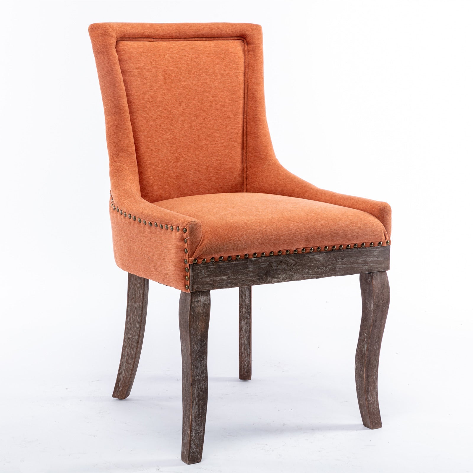 Retro-style thickened fabric light luxury high-back dining chair（orange） - KiKiUMi