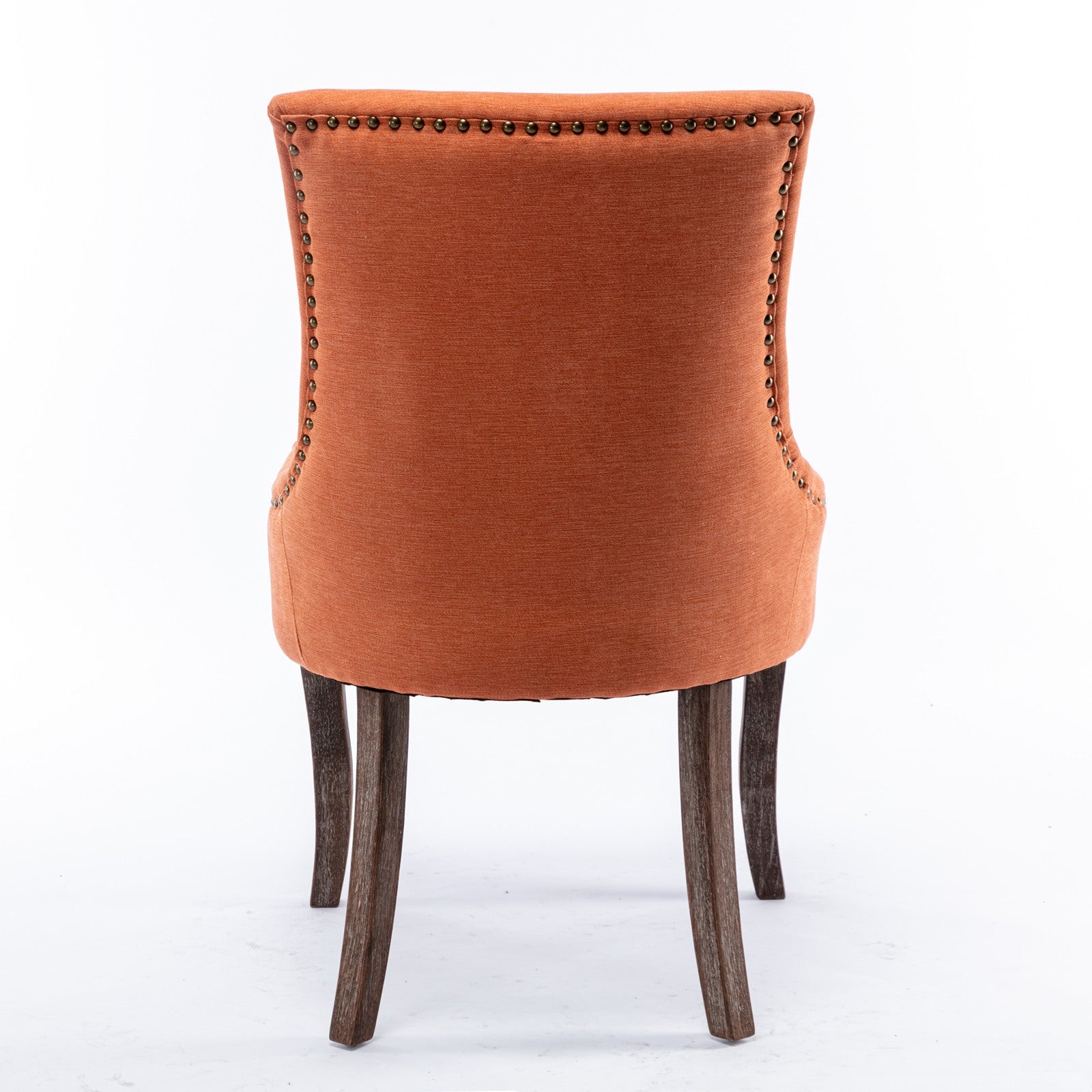 Retro-style thickened fabric light luxury high-back dining chair（orange） - KiKiUMi