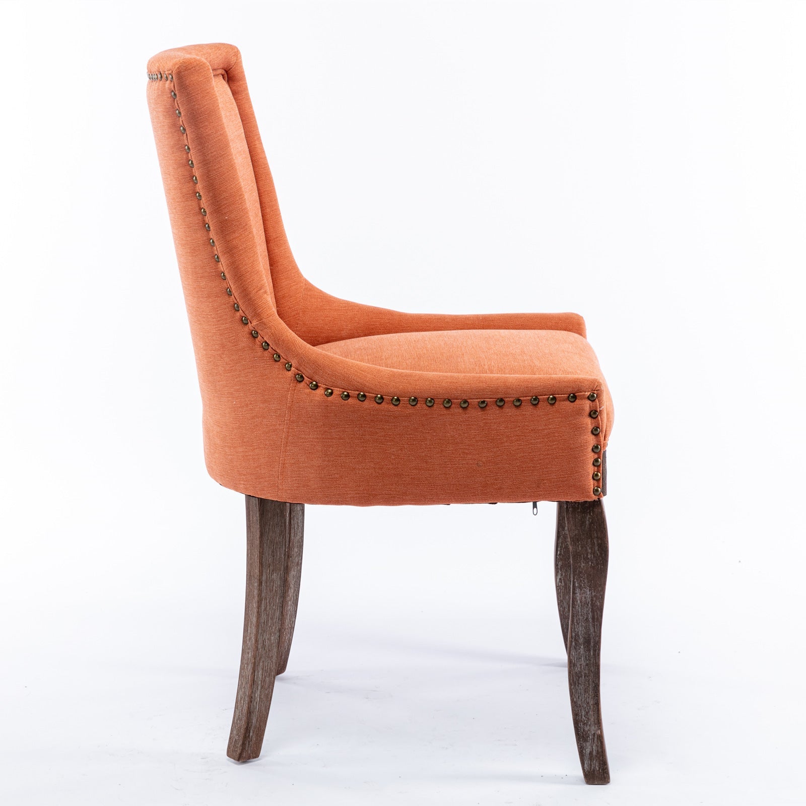 Retro-style thickened fabric light luxury high-back dining chair（orange） - KiKiUMi
