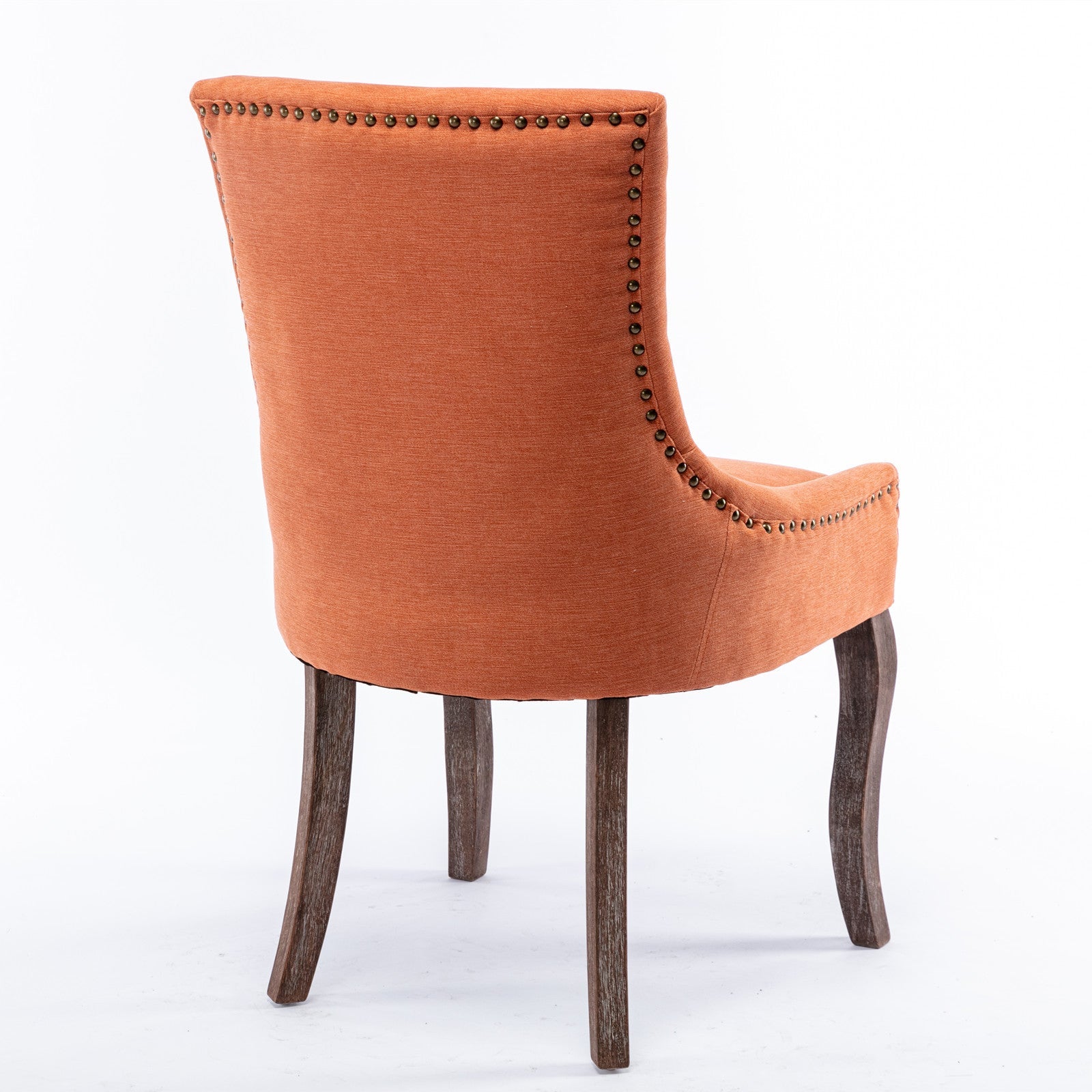 Retro-style thickened fabric light luxury high-back dining chair（orange） - KiKiUMi