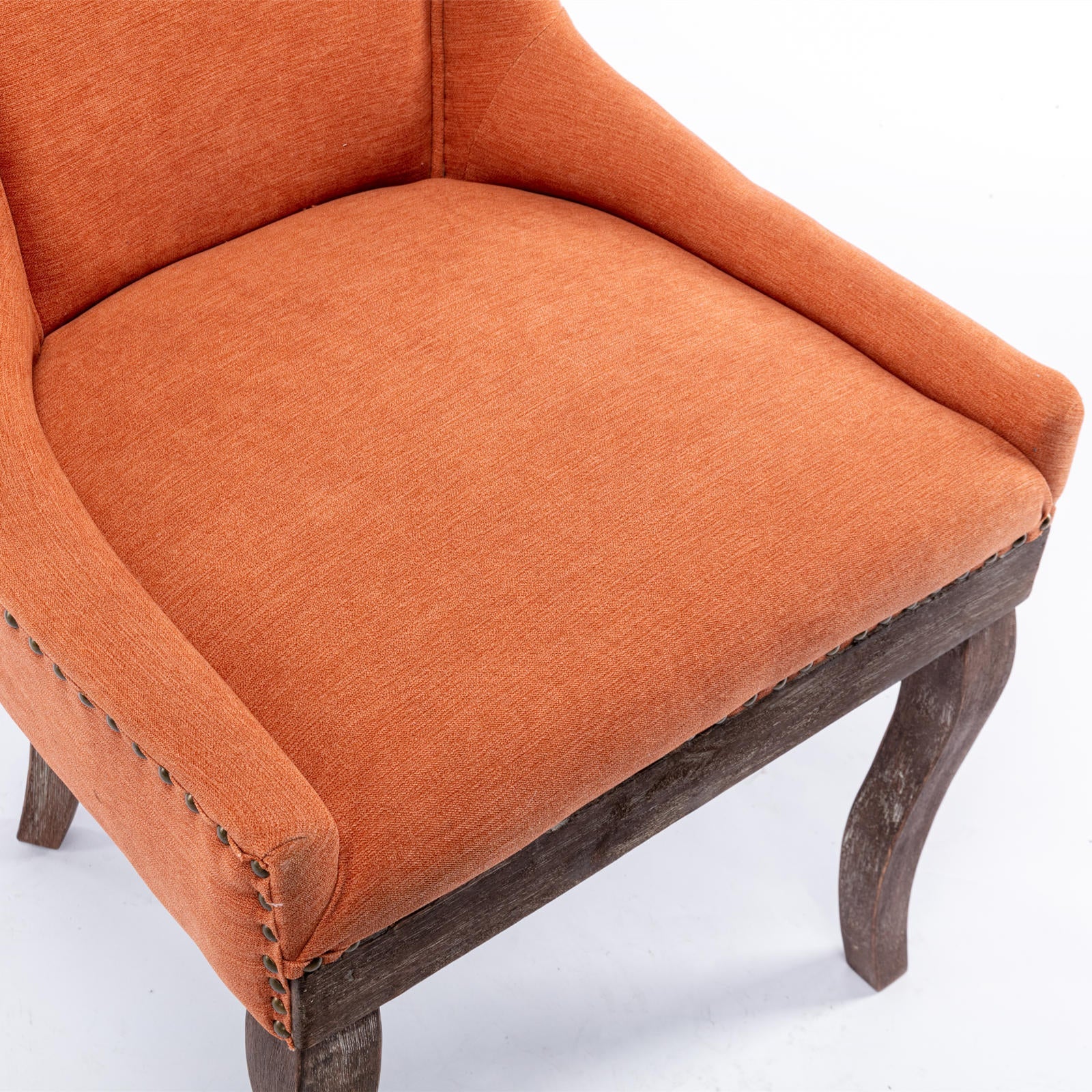 Retro-style thickened fabric light luxury high-back dining chair（orange） - KiKiUMi