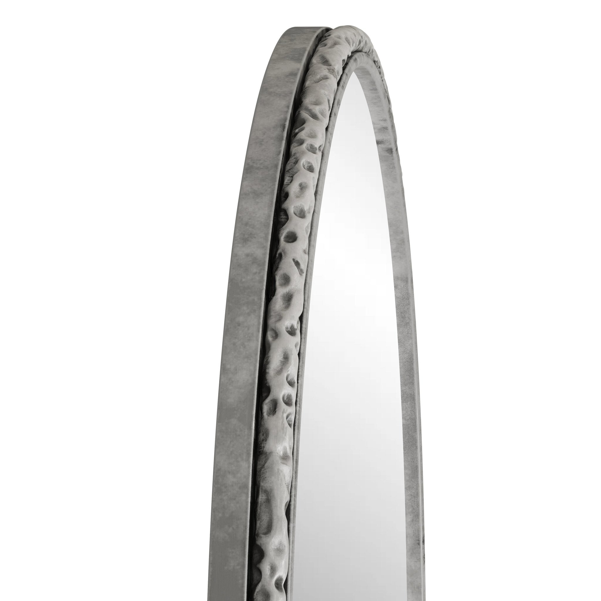 Silver arched mirror with tempered glass and a metal frame - KiKiUMi