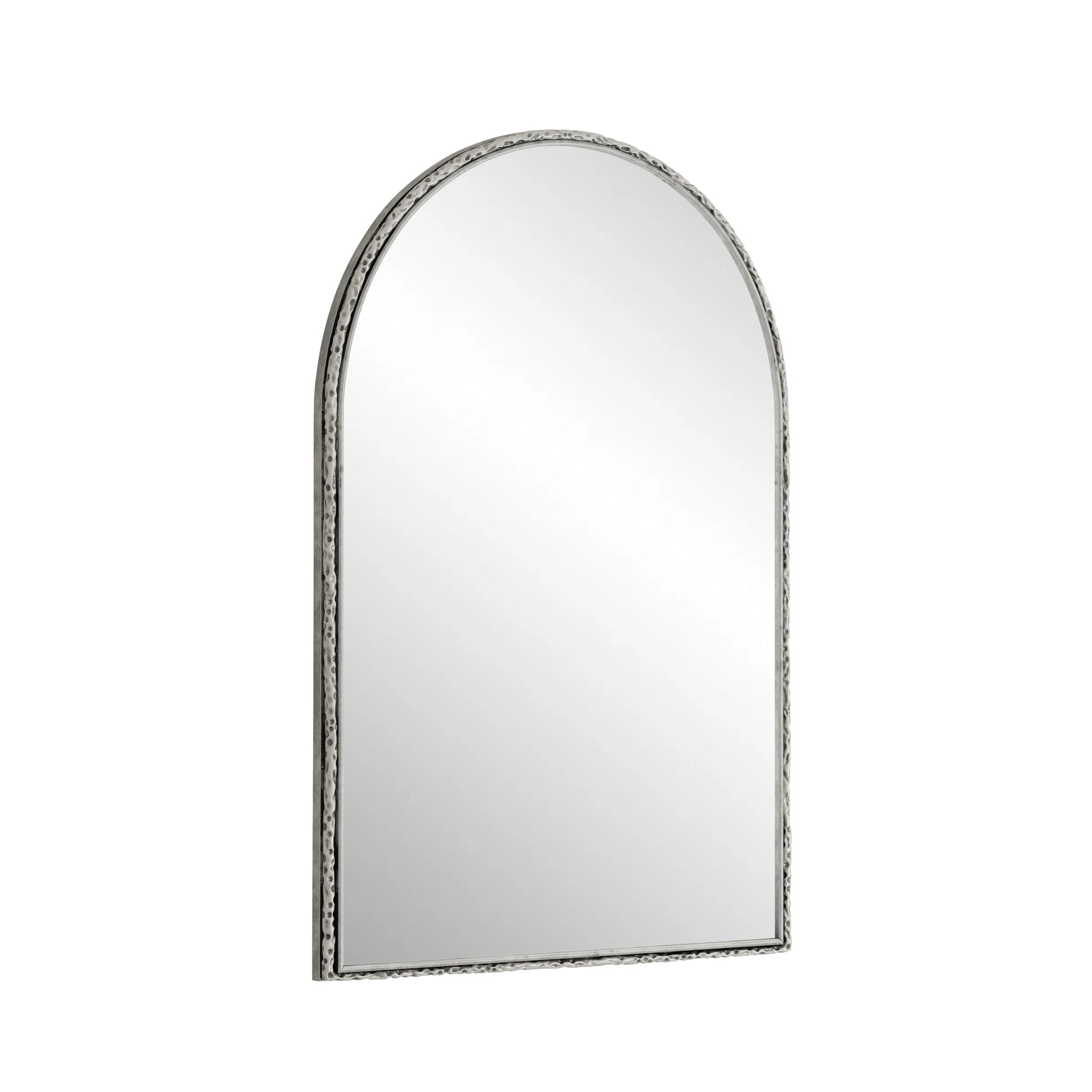 Silver arched mirror with tempered glass and a metal frame - KiKiUMi