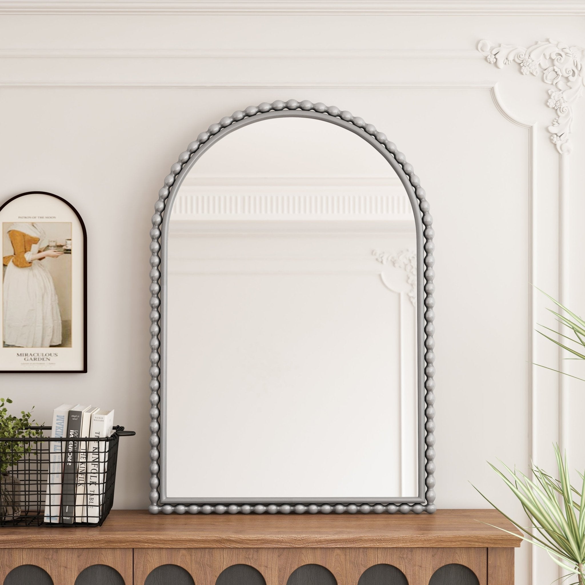 Silver metal iron art arch mirror - KiKiUMi