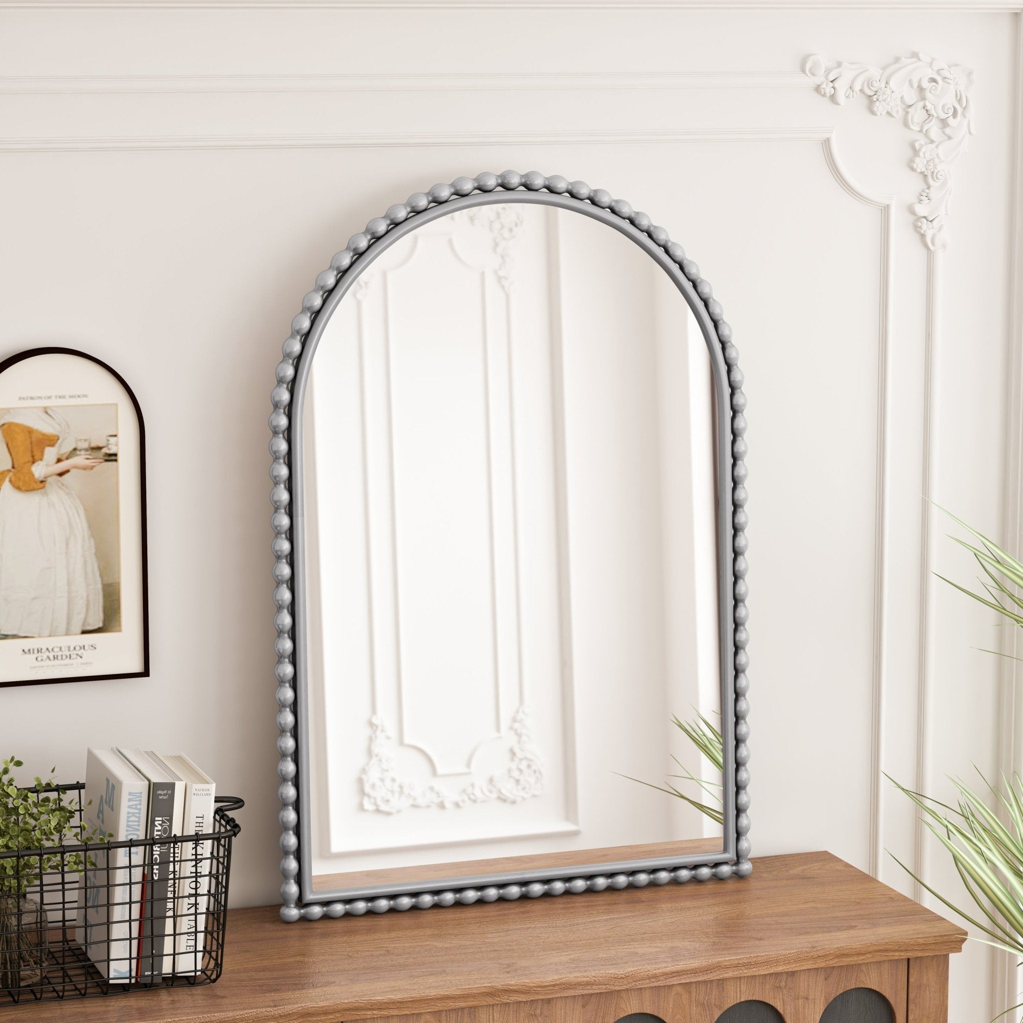 Silver metal iron art arch mirror - KiKiUMi