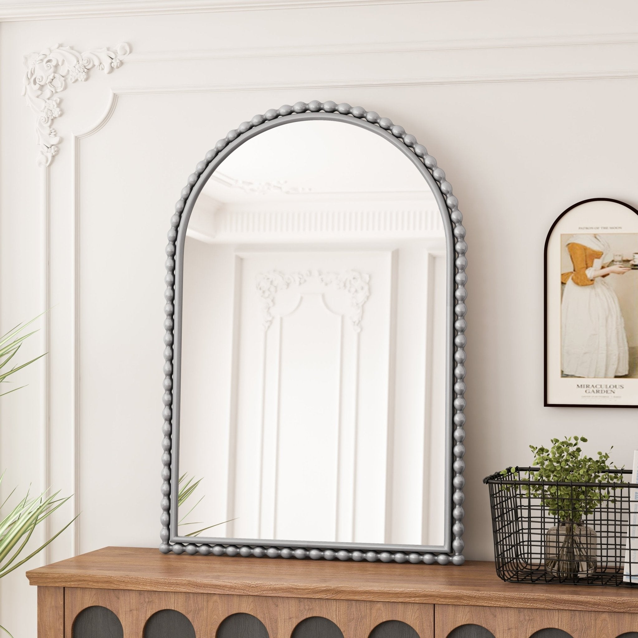 Silver metal iron art arch mirror - KiKiUMi