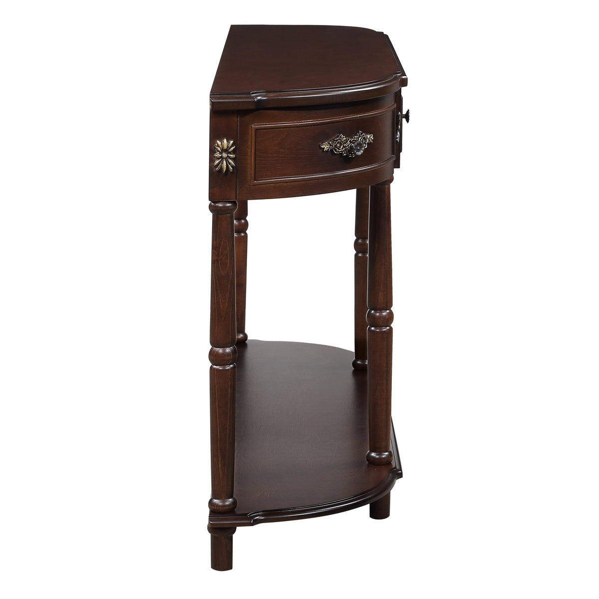 Solid wood retro arc-shaped wooden control console table(espresso) - KiKiUMi