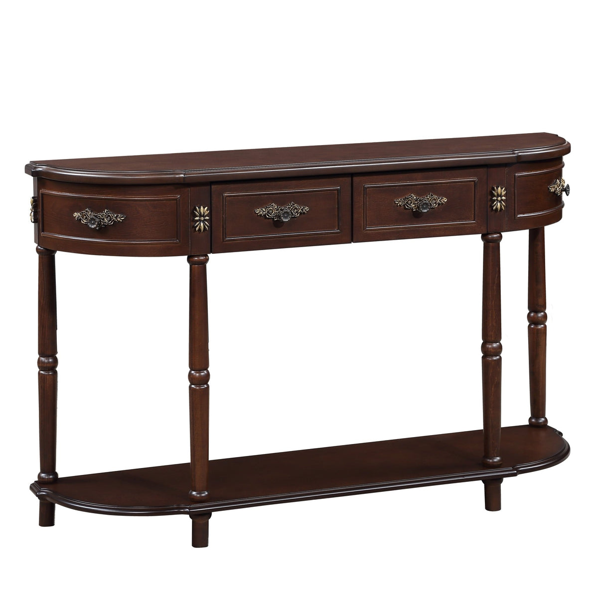 Solid wood retro arc-shaped wooden control console table(espresso) - KiKiUMi