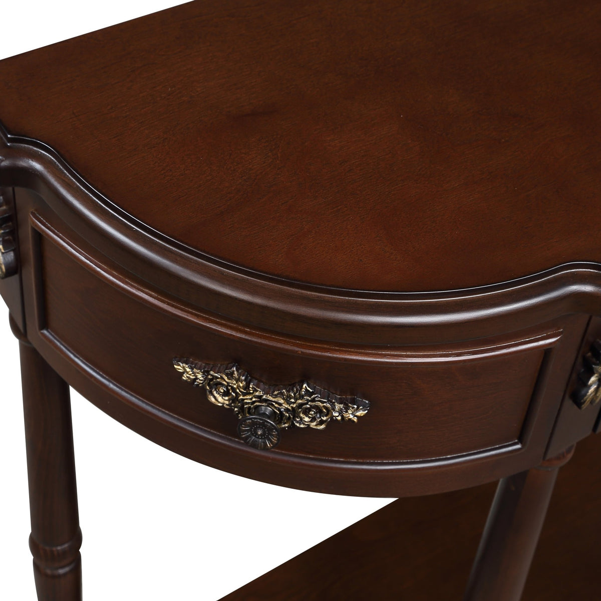 Solid wood retro arc-shaped wooden control console table(espresso) - KiKiUMi