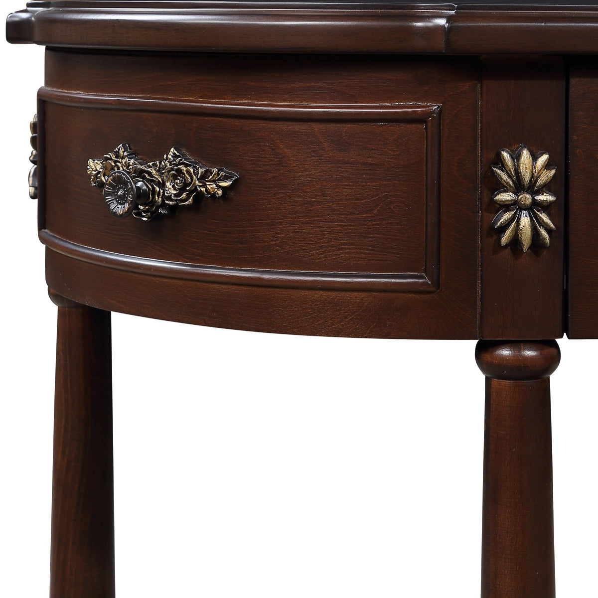 Solid wood retro arc-shaped wooden control console table(espresso) - KiKiUMi