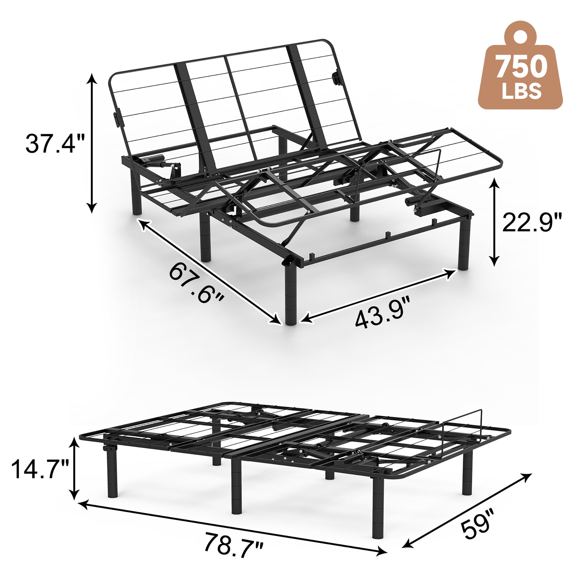 The base frame of the zero - gap adjustable bed and the quiet motor - KiKiUMi