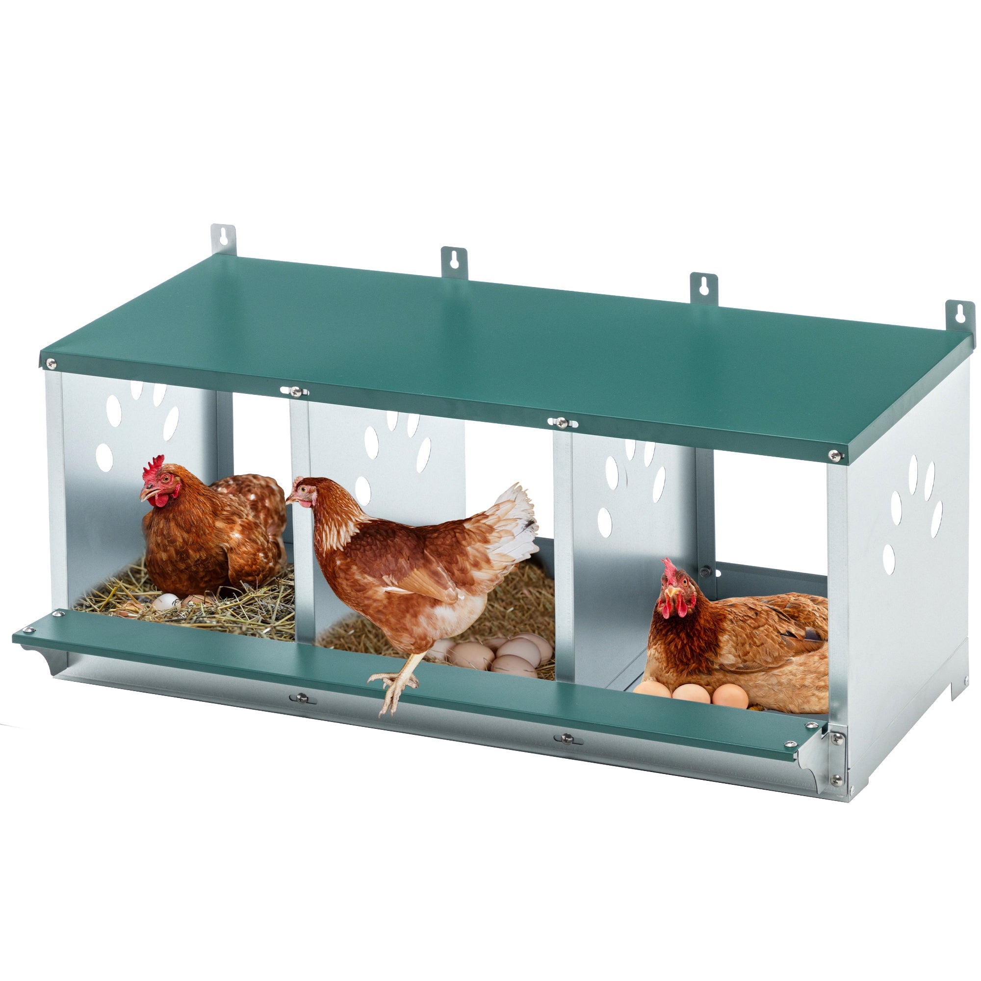 Three - compartment metal chicken coop box - KiKiUMi