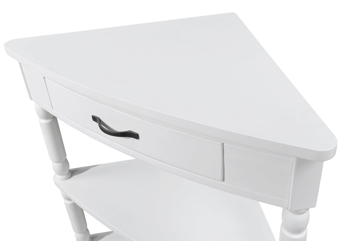 Three-tiered small triangular corner tables(milk white) - KiKiUMi