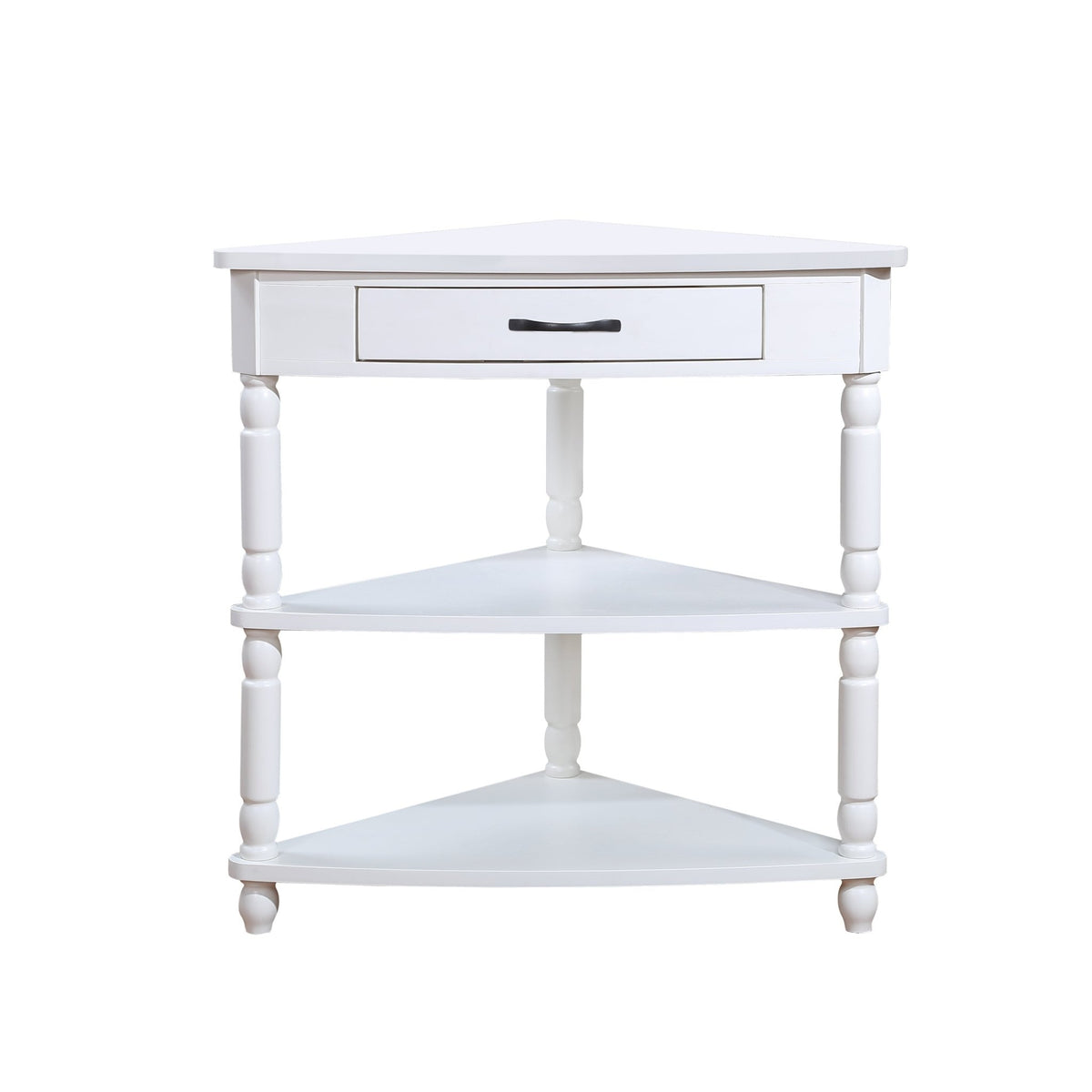 Three-tiered small triangular corner tables(milk white) - KiKiUMi