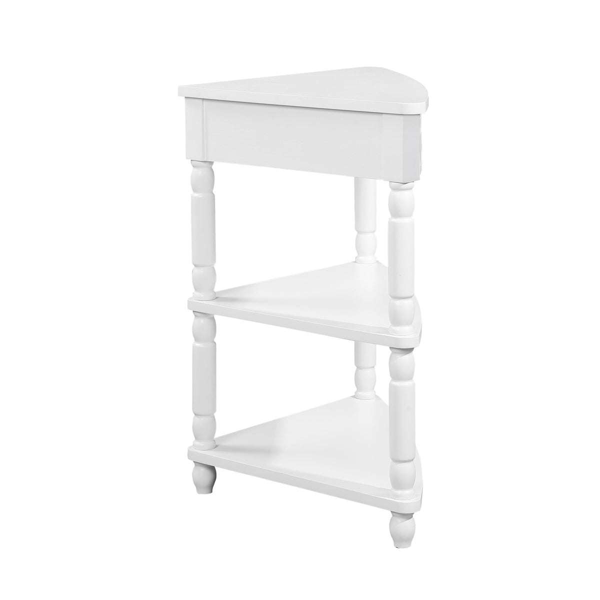 Three-tiered small triangular corner tables(milk white) - KiKiUMi