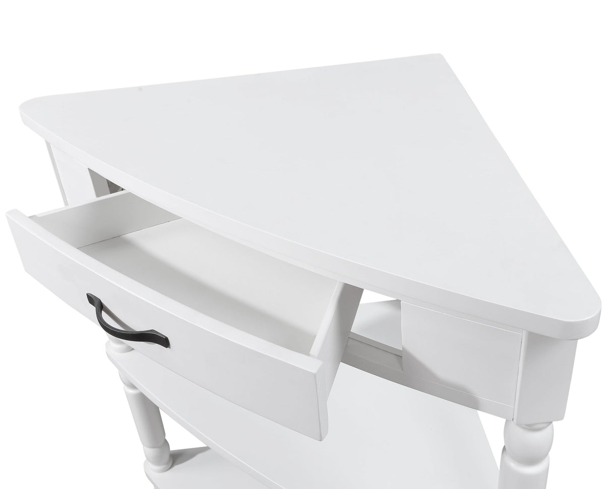 Three-tiered small triangular corner tables(milk white) - KiKiUMi
