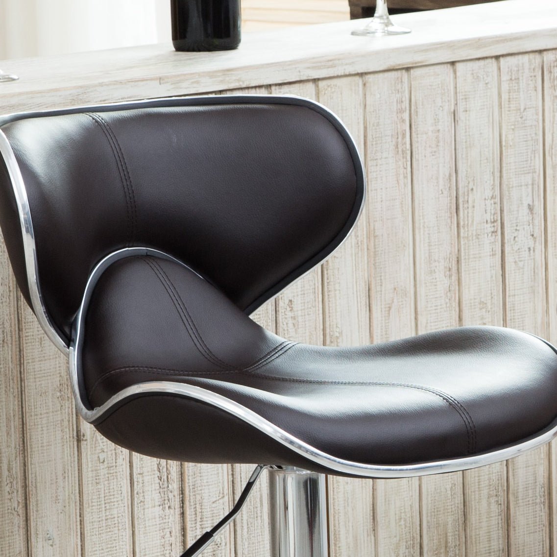 Two adjustable and rotating bar stools（dark brown） - KiKiUMi