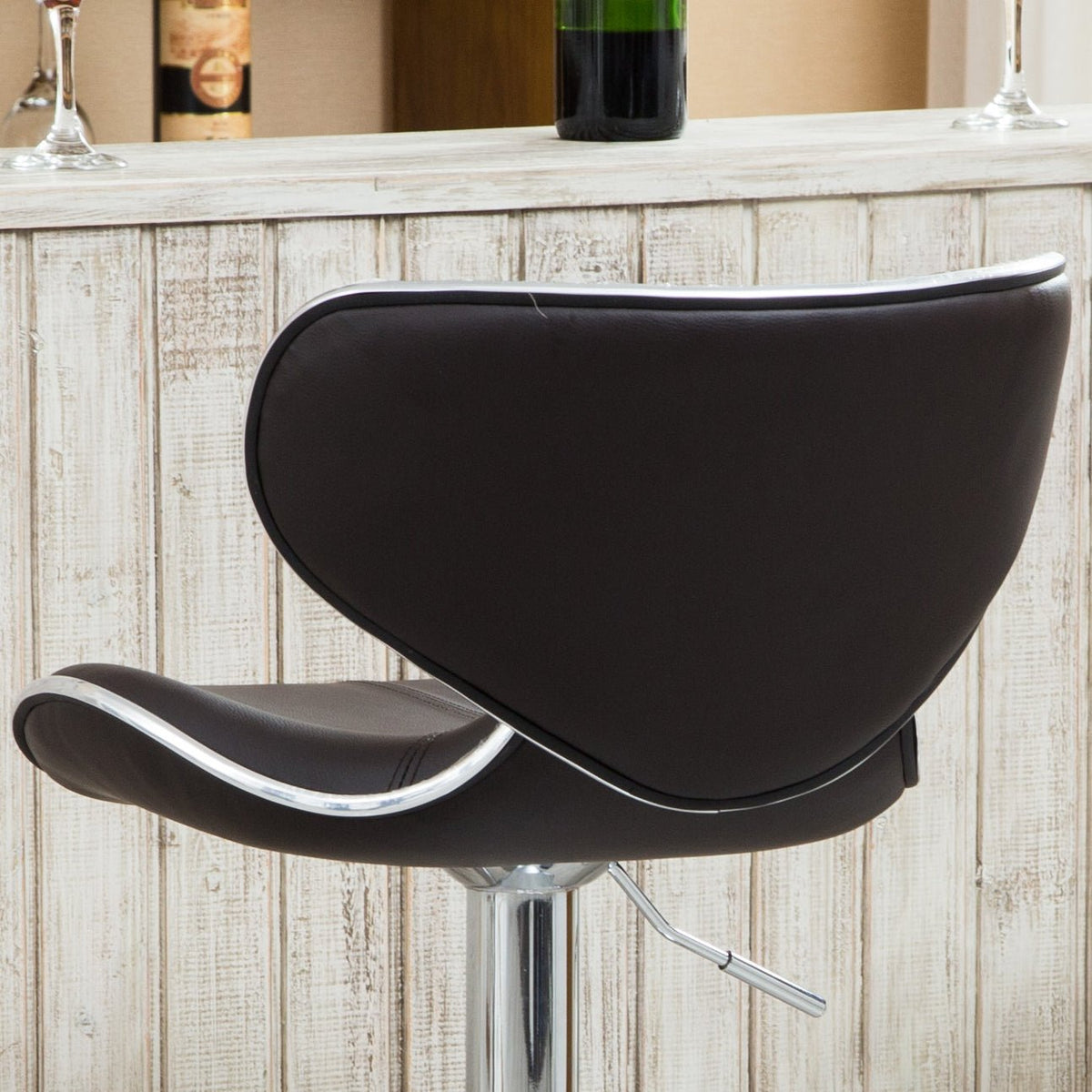 Two adjustable and rotating bar stools（dark brown） - KiKiUMi