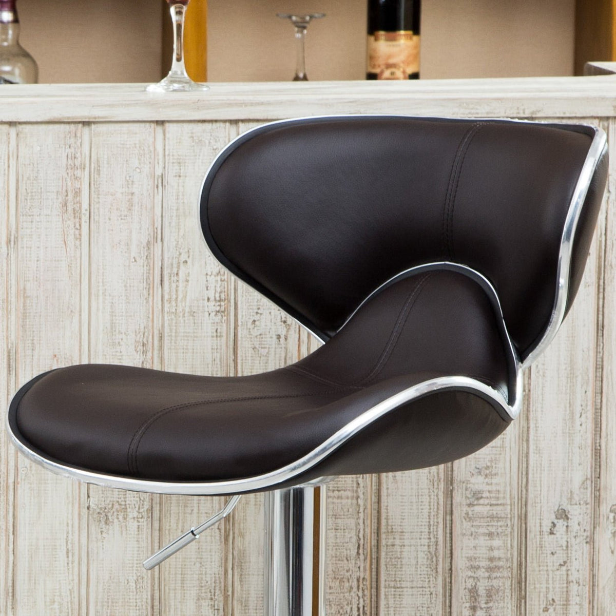 Two adjustable and rotating bar stools（dark brown） - KiKiUMi
