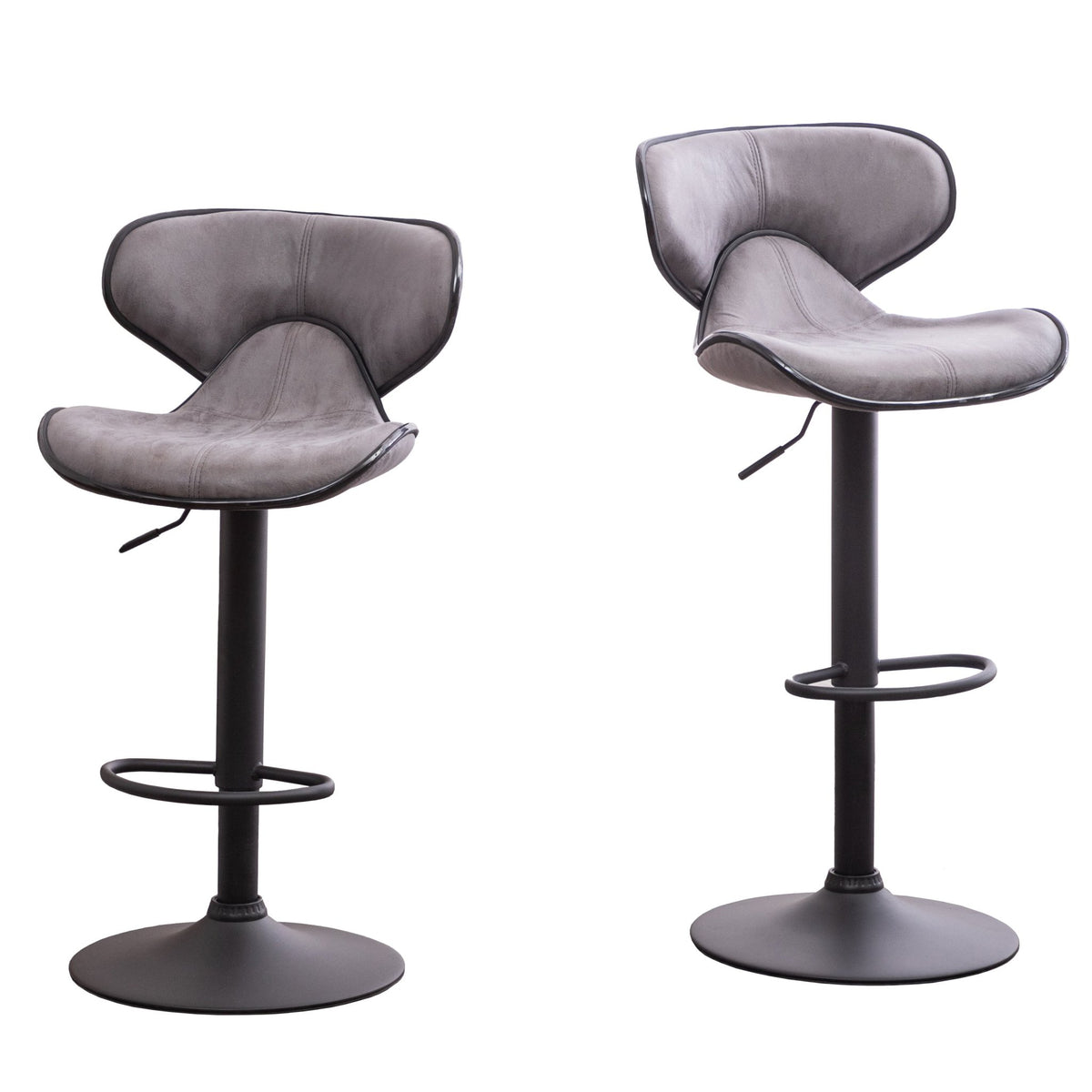 Two adjustable and rotating bar stools（gray） - KiKiUMi