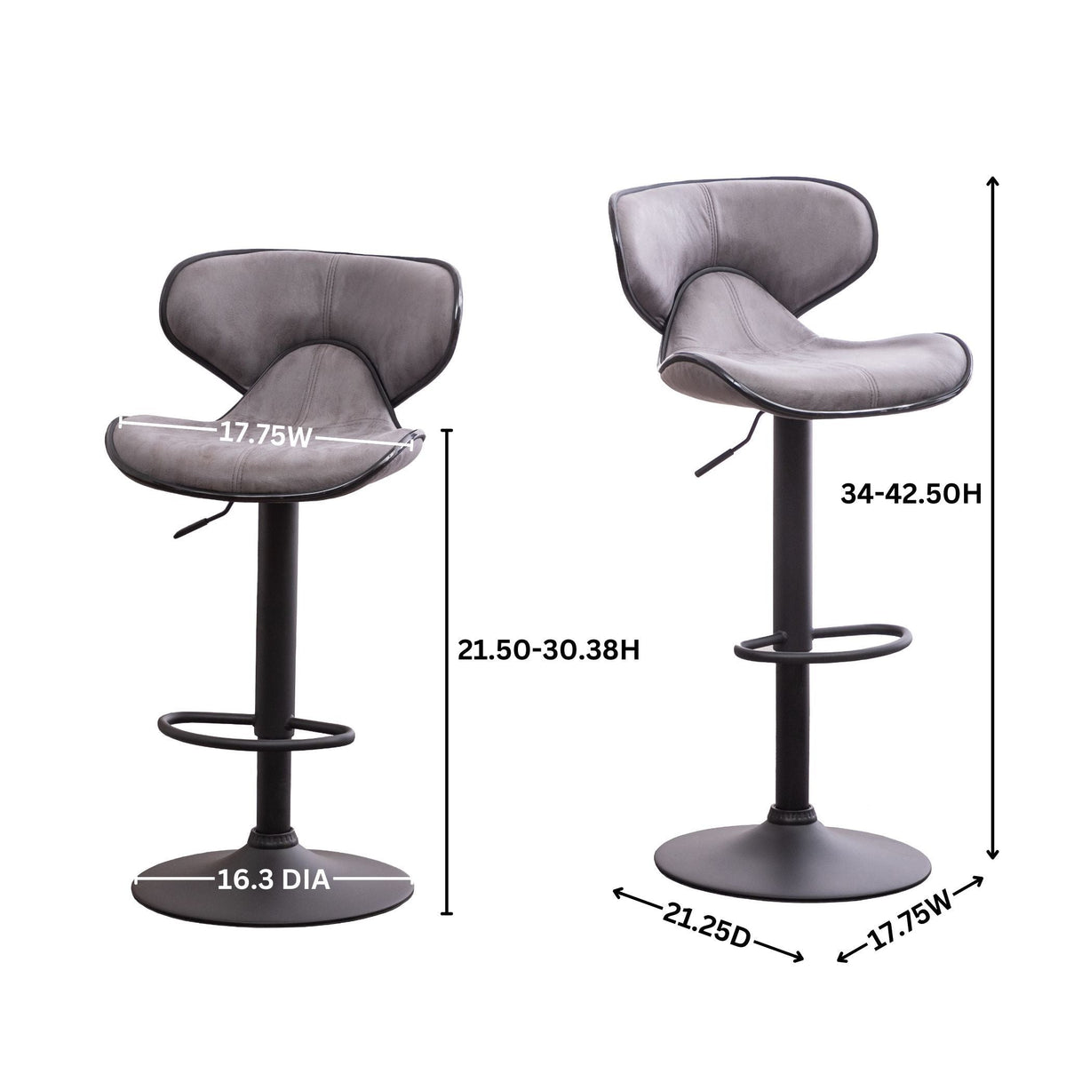 Two adjustable and rotating bar stools（gray） - KiKiUMi