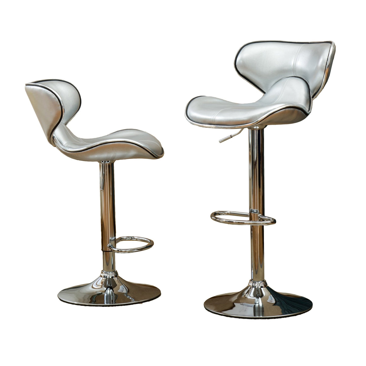 Two adjustable and rotating bar stools（silver） - KiKiUMi