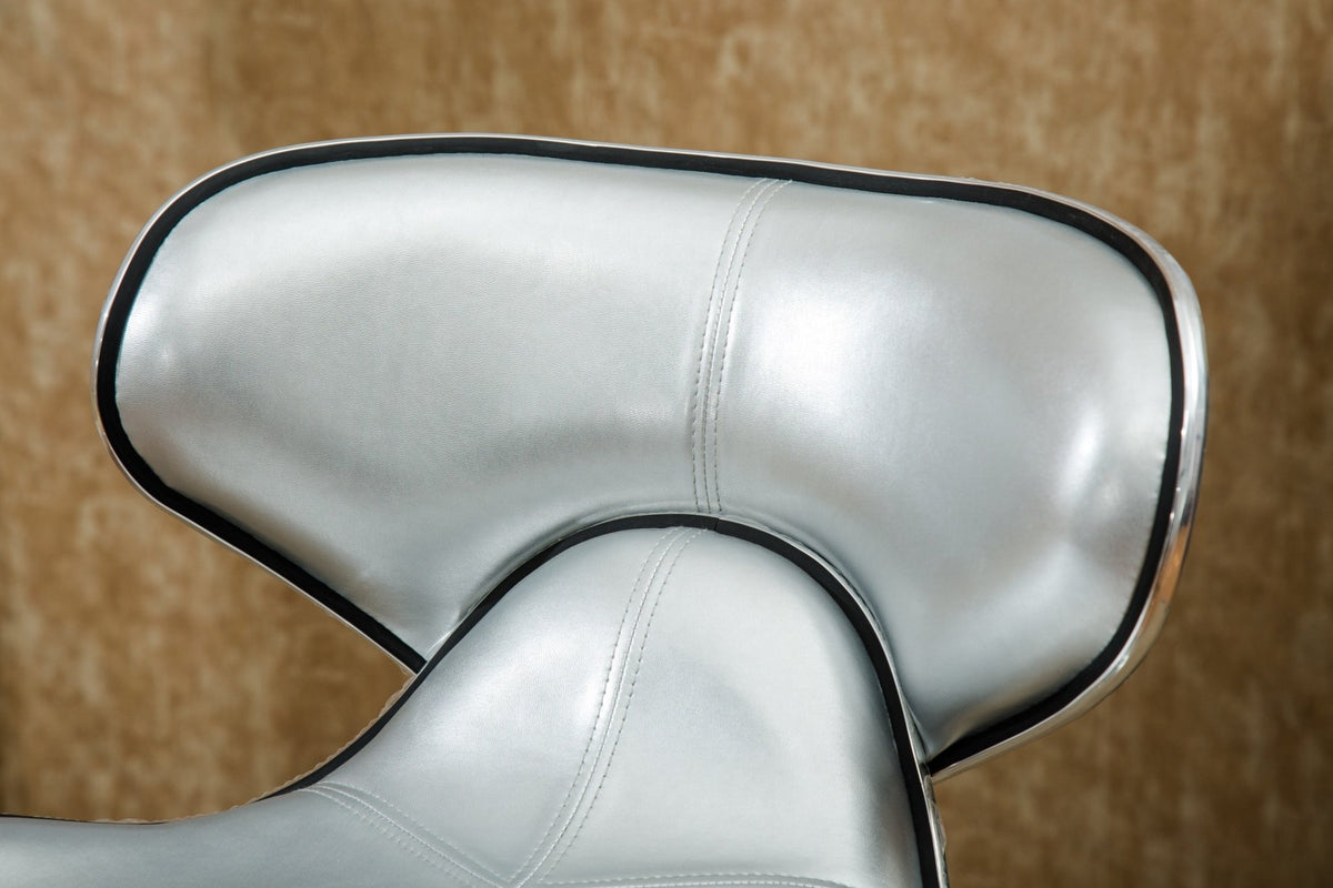 Two adjustable and rotating bar stools（silver） - KiKiUMi