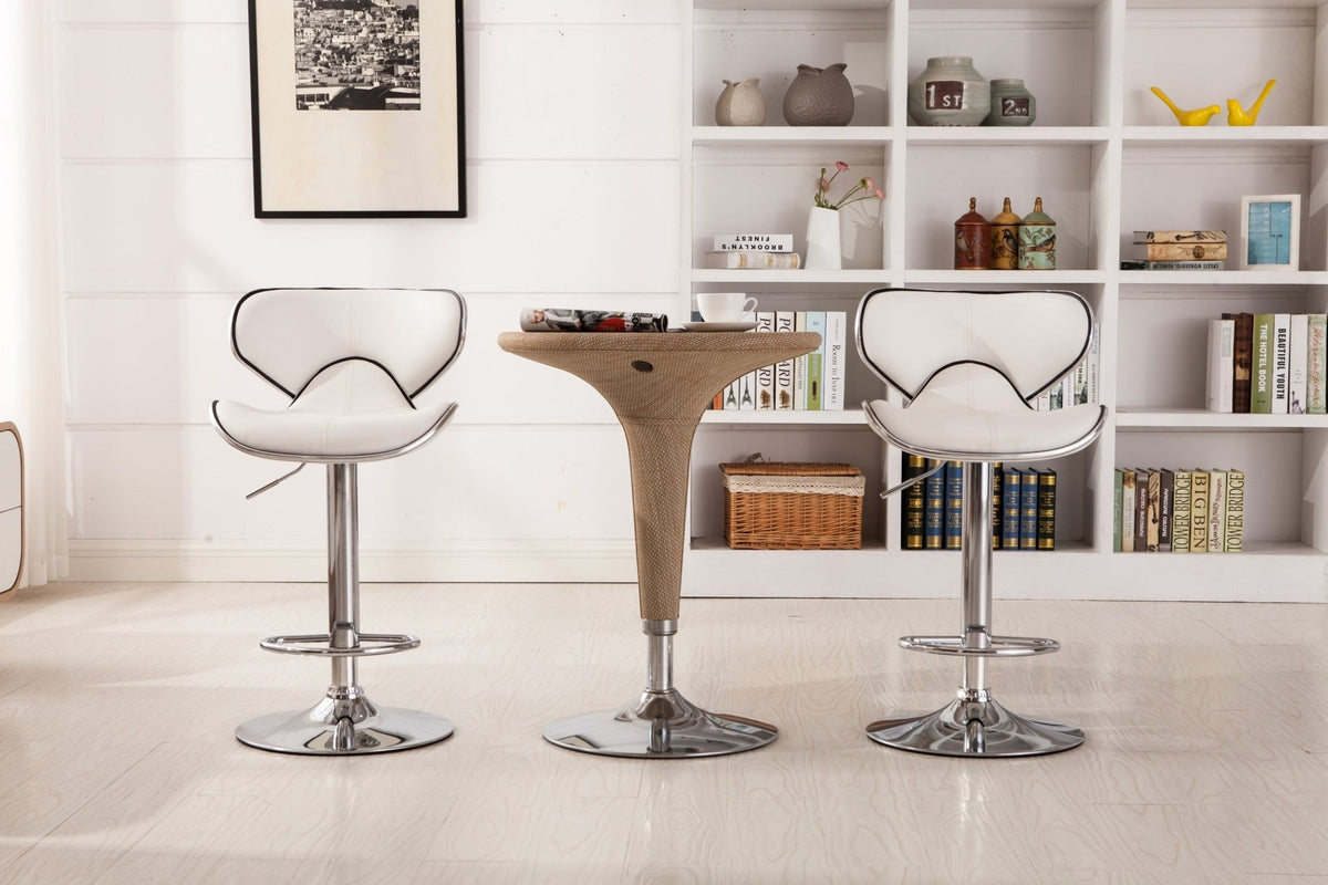 Two adjustable and rotating bar stools（white） - KiKiUMi
