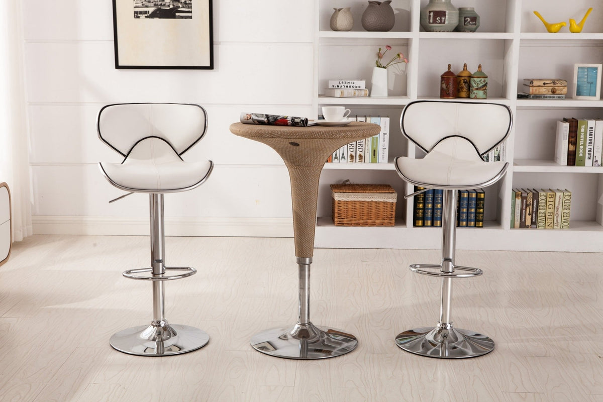 Two adjustable and rotating bar stools（white） - KiKiUMi