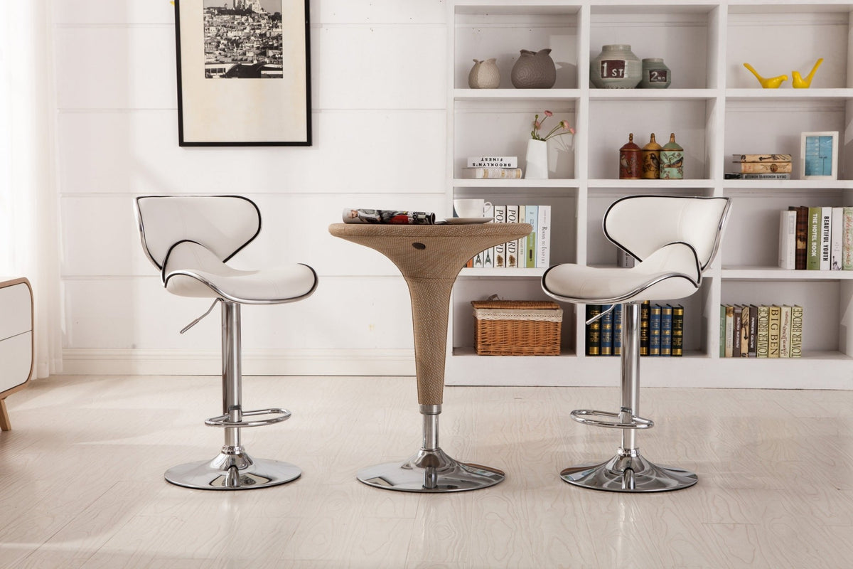 Two adjustable and rotating bar stools（white） - KiKiUMi