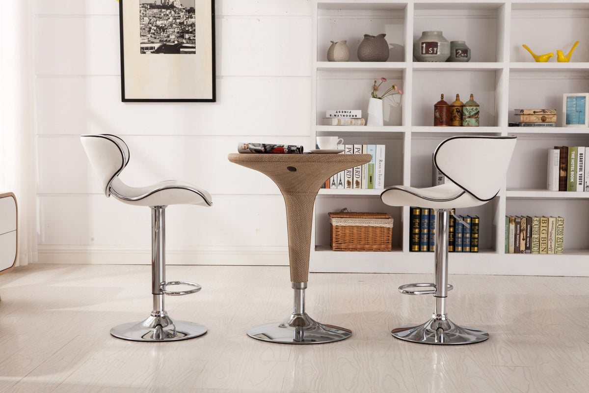 Two adjustable and rotating bar stools（white） - KiKiUMi
