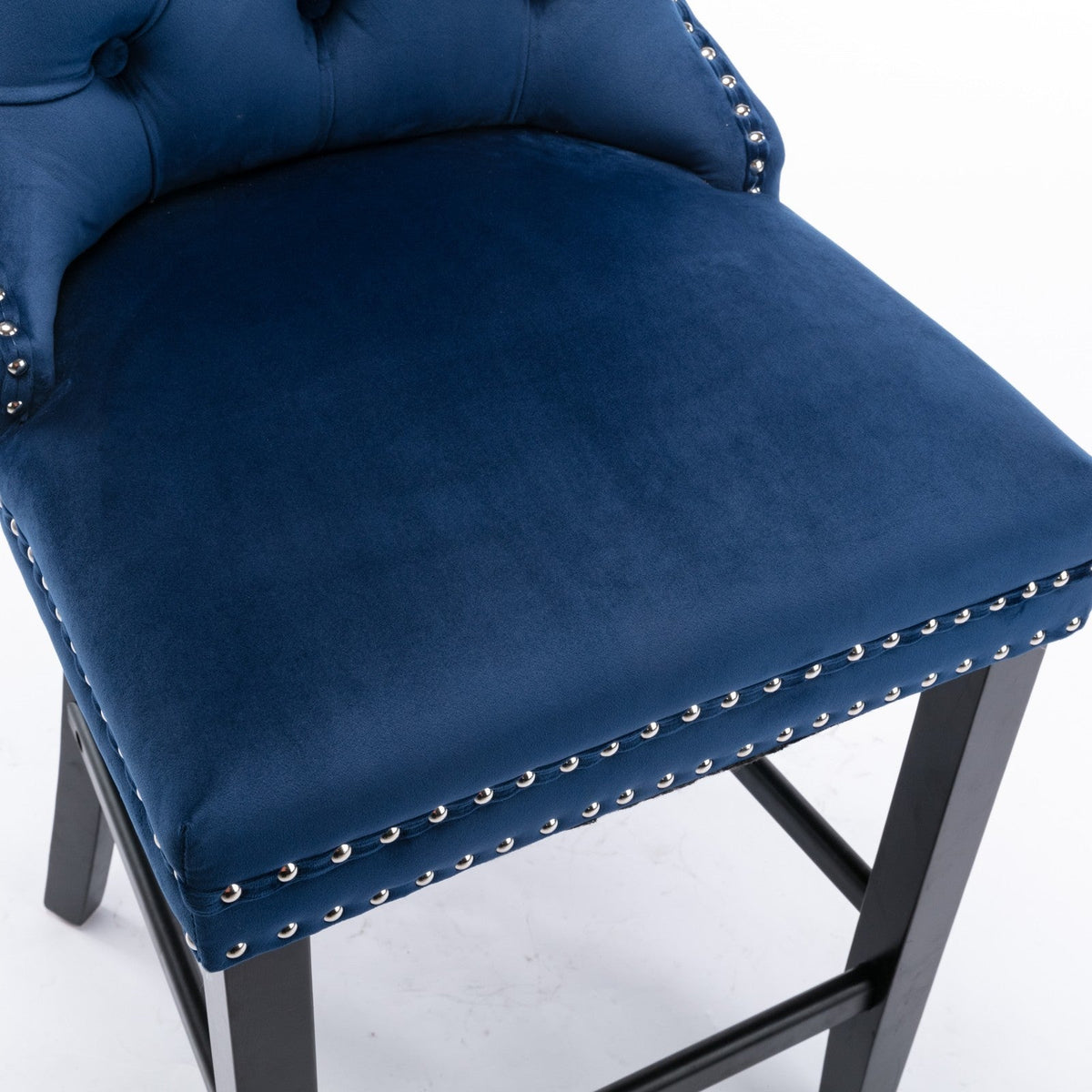 Two casual velvet upholstered bar stools (blue) - KiKiUMi