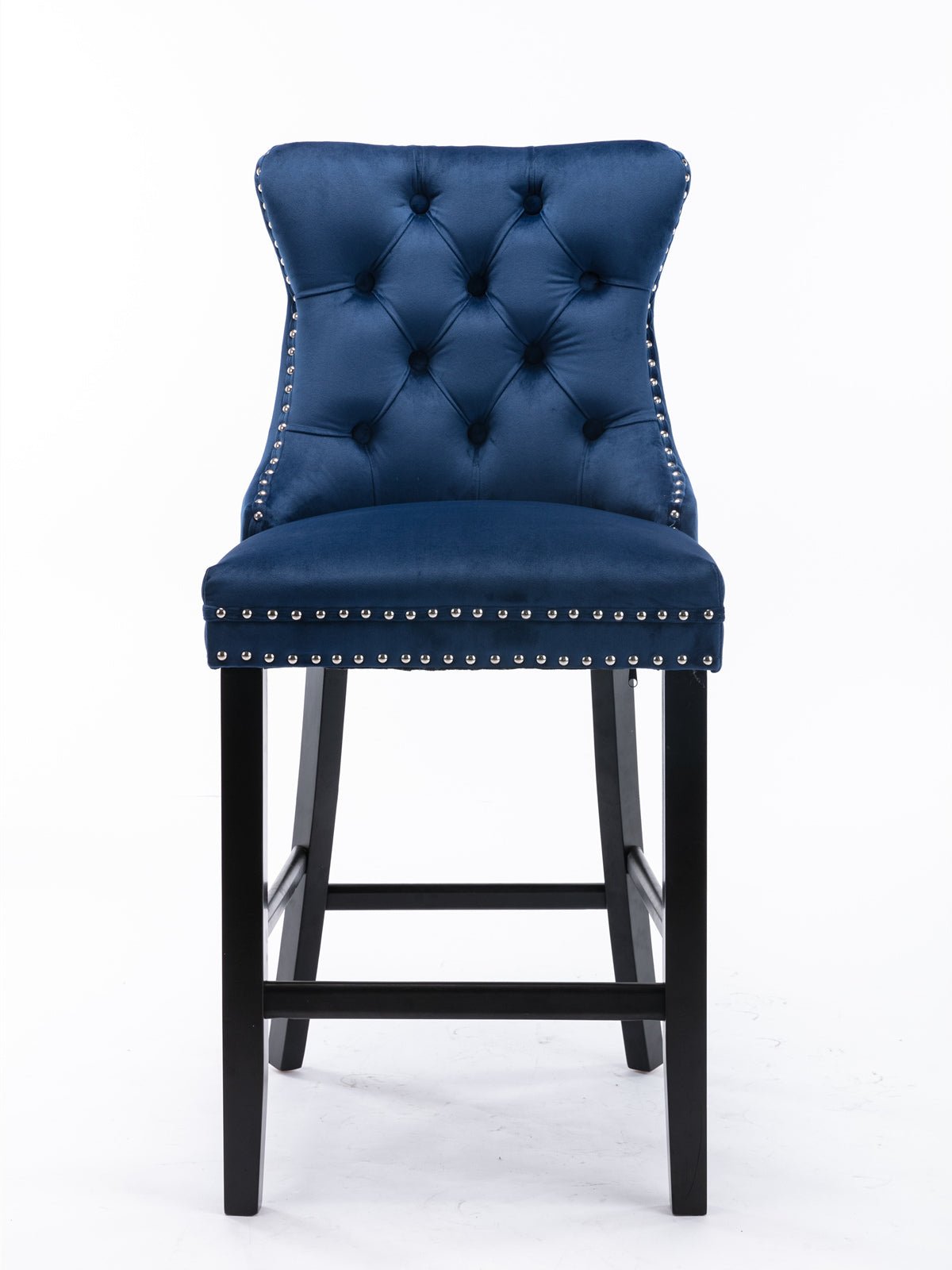 Two casual velvet upholstered bar stools (blue) - KiKiUMi