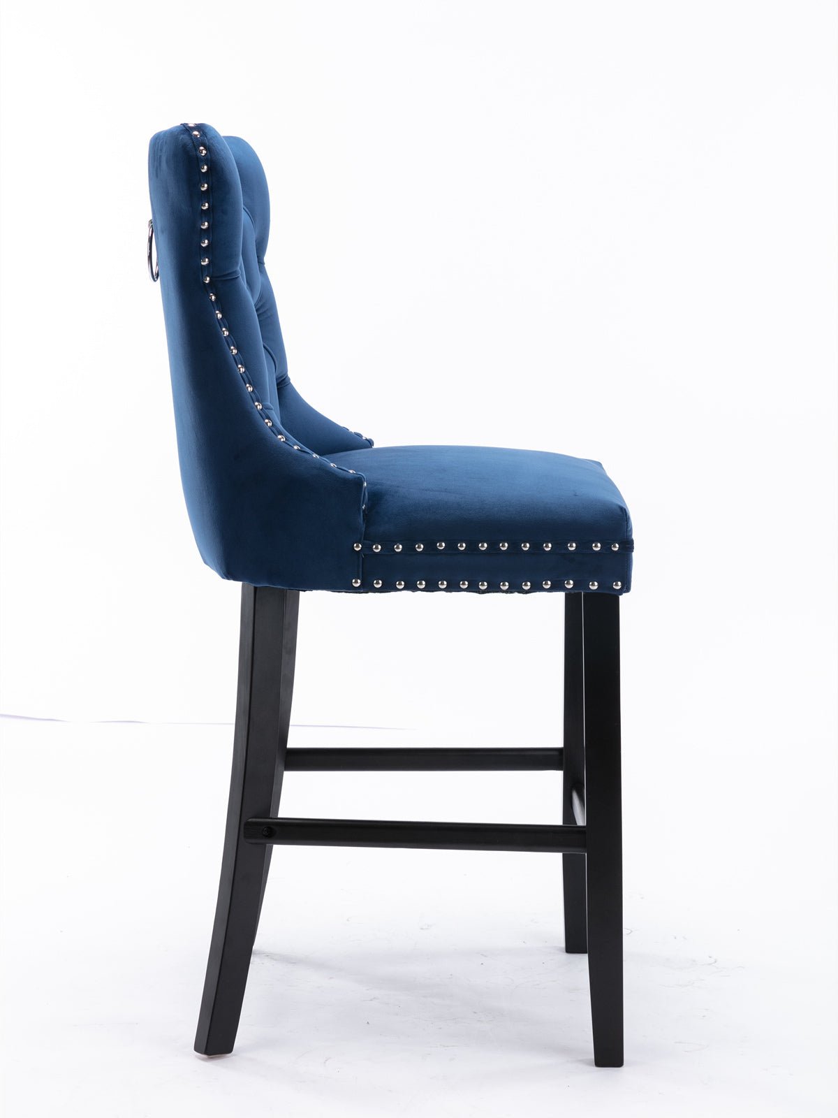 Two casual velvet upholstered bar stools (blue) - KiKiUMi