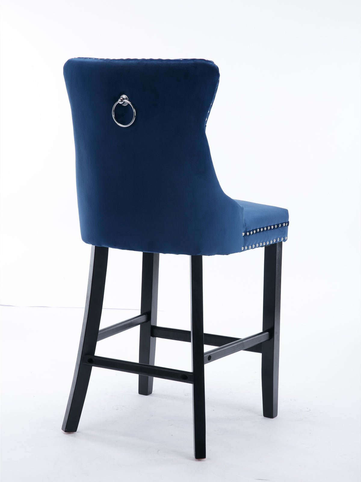 Two casual velvet upholstered bar stools (blue) - KiKiUMi