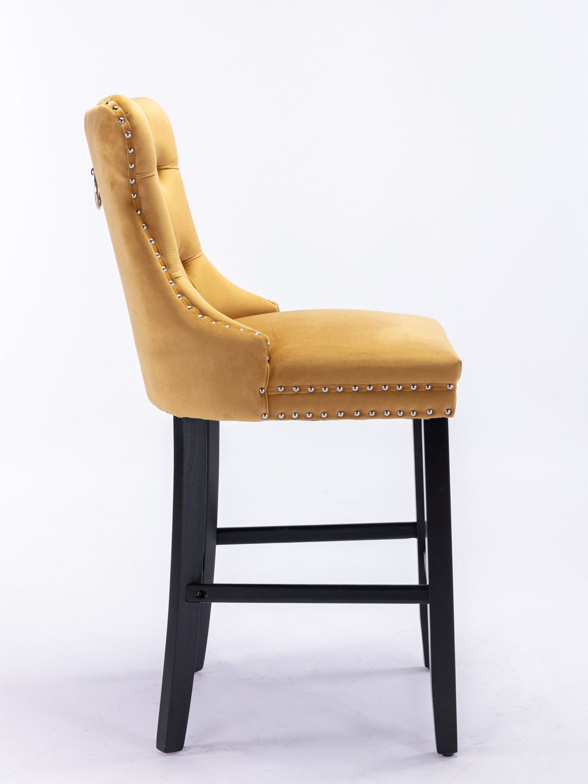 Two contemporary velvet upholstered bar stool(gold) - KiKiUMi