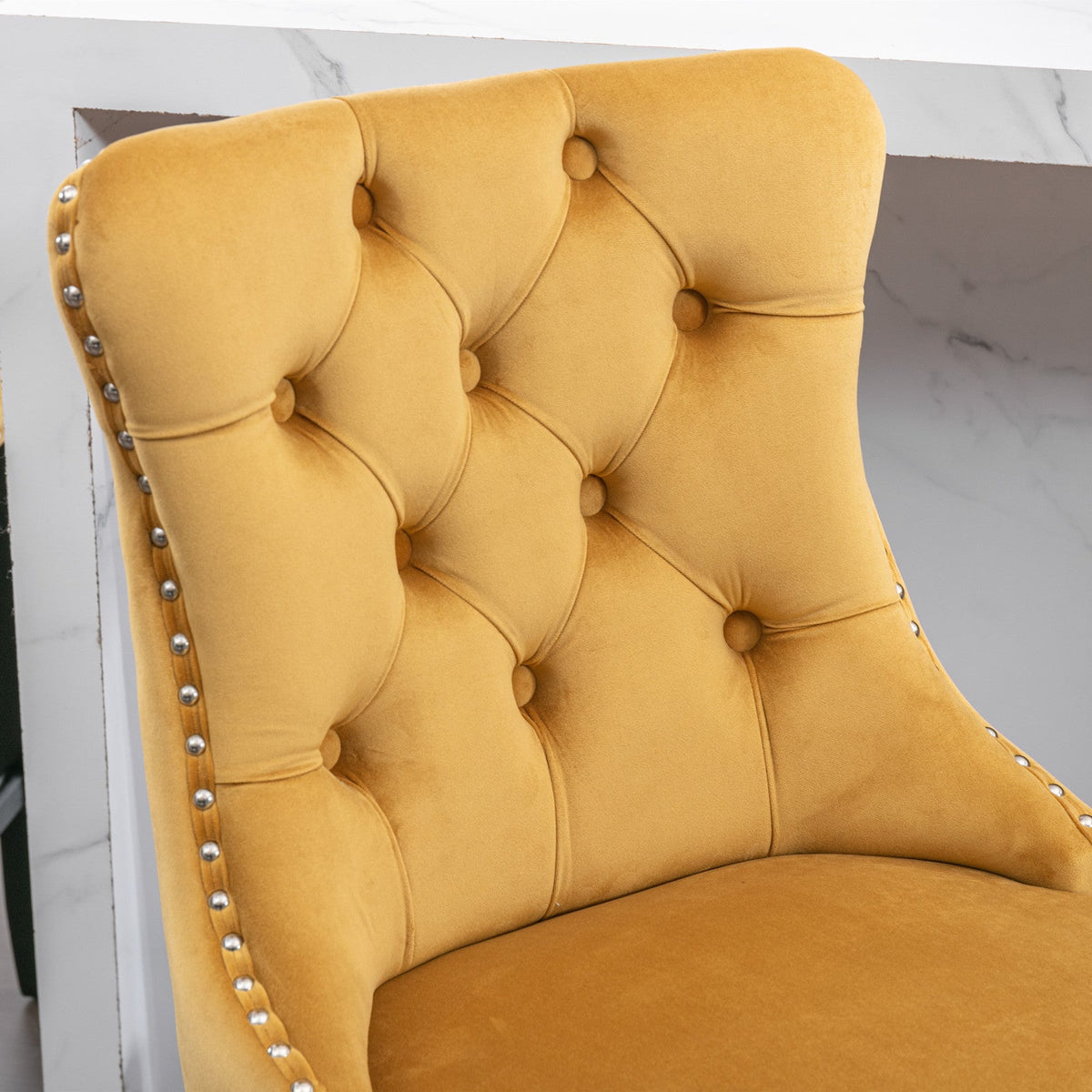 Two contemporary velvet upholstered bar stool(gold) - KiKiUMi