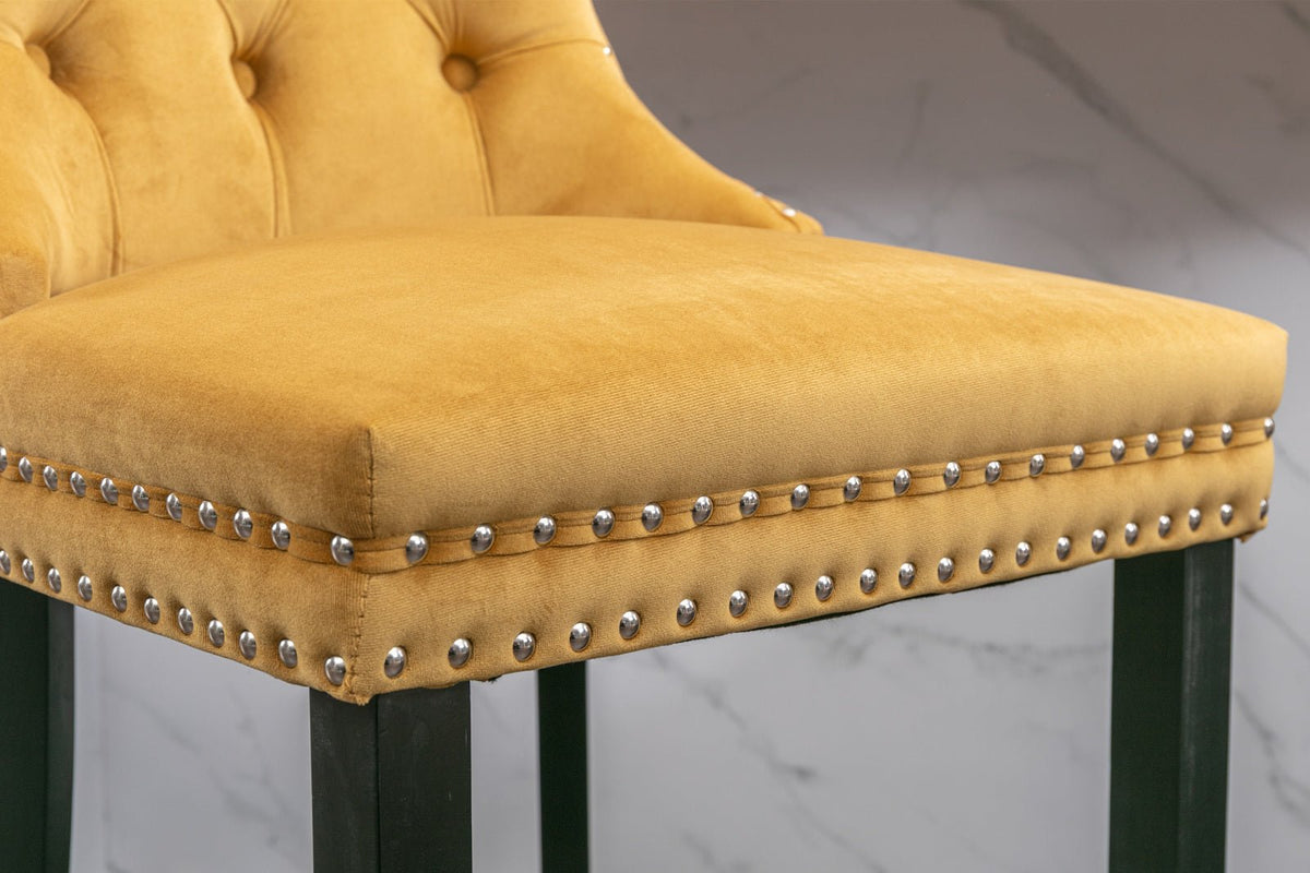 Two contemporary velvet upholstered bar stool(gold) - KiKiUMi