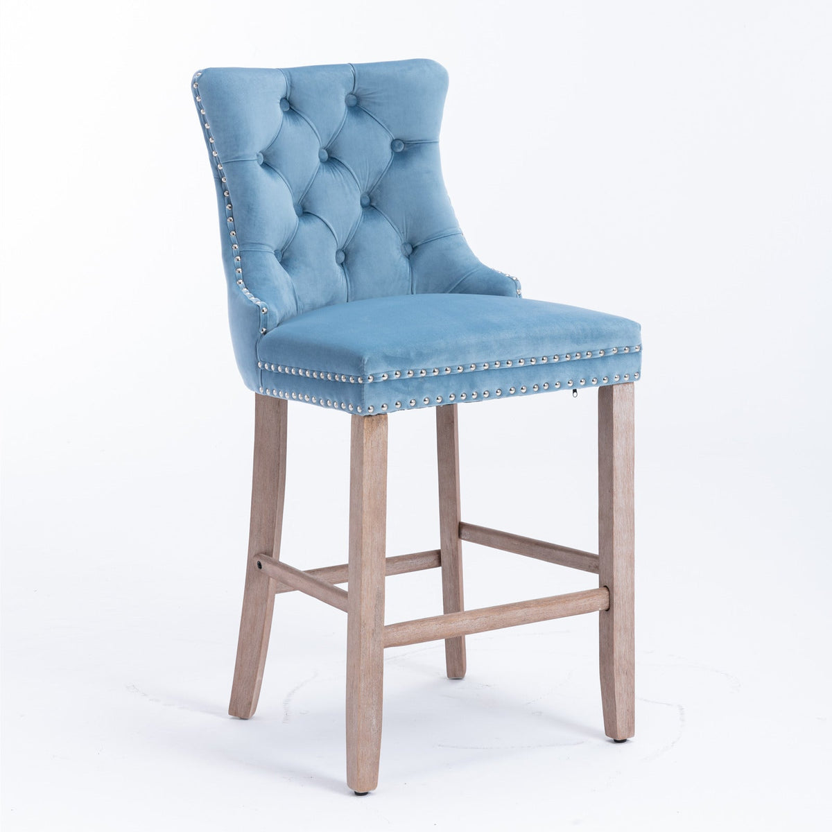 Two contemporary velvet upholstered bar stool(light Blue) - KiKiUMi