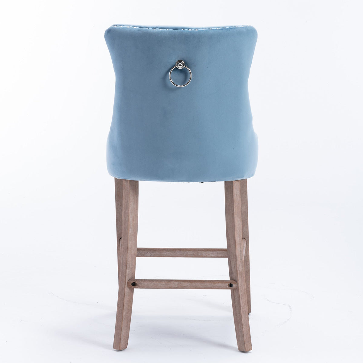 Two contemporary velvet upholstered bar stool(light Blue) - KiKiUMi