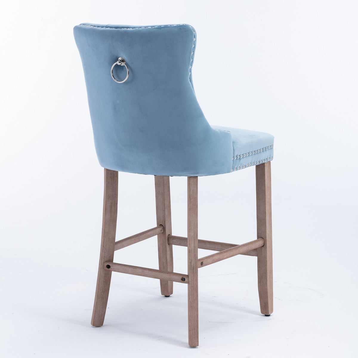 Two contemporary velvet upholstered bar stool(light Blue) - KiKiUMi