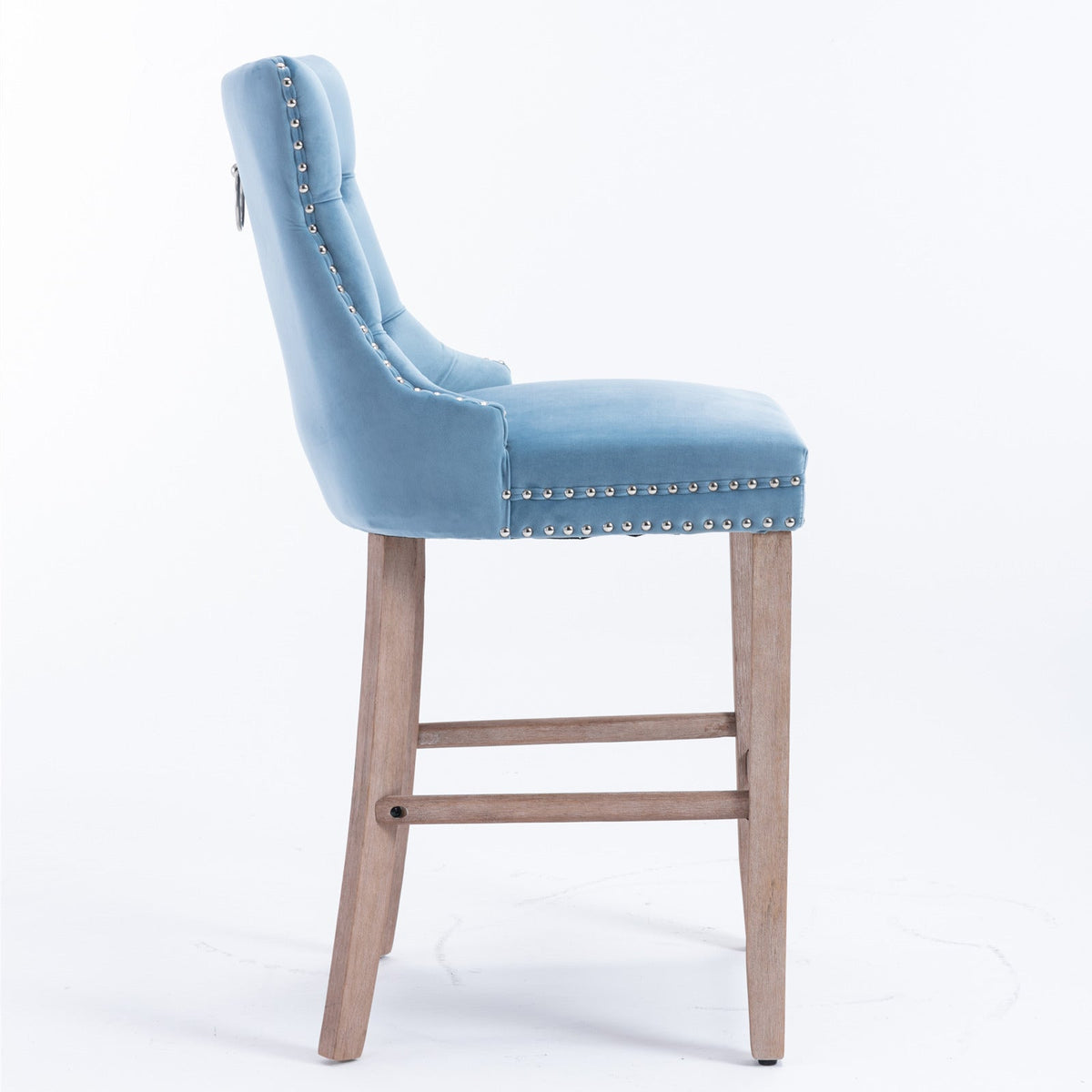 Two contemporary velvet upholstered bar stool(light Blue) - KiKiUMi
