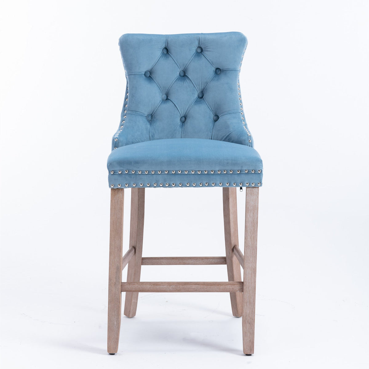 Two contemporary velvet upholstered bar stool(light Blue) - KiKiUMi
