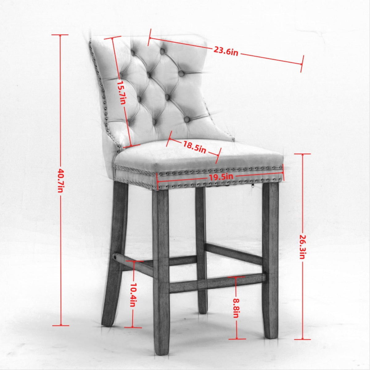 Two contemporary velvet upholstered bar stool(light Blue) - KiKiUMi