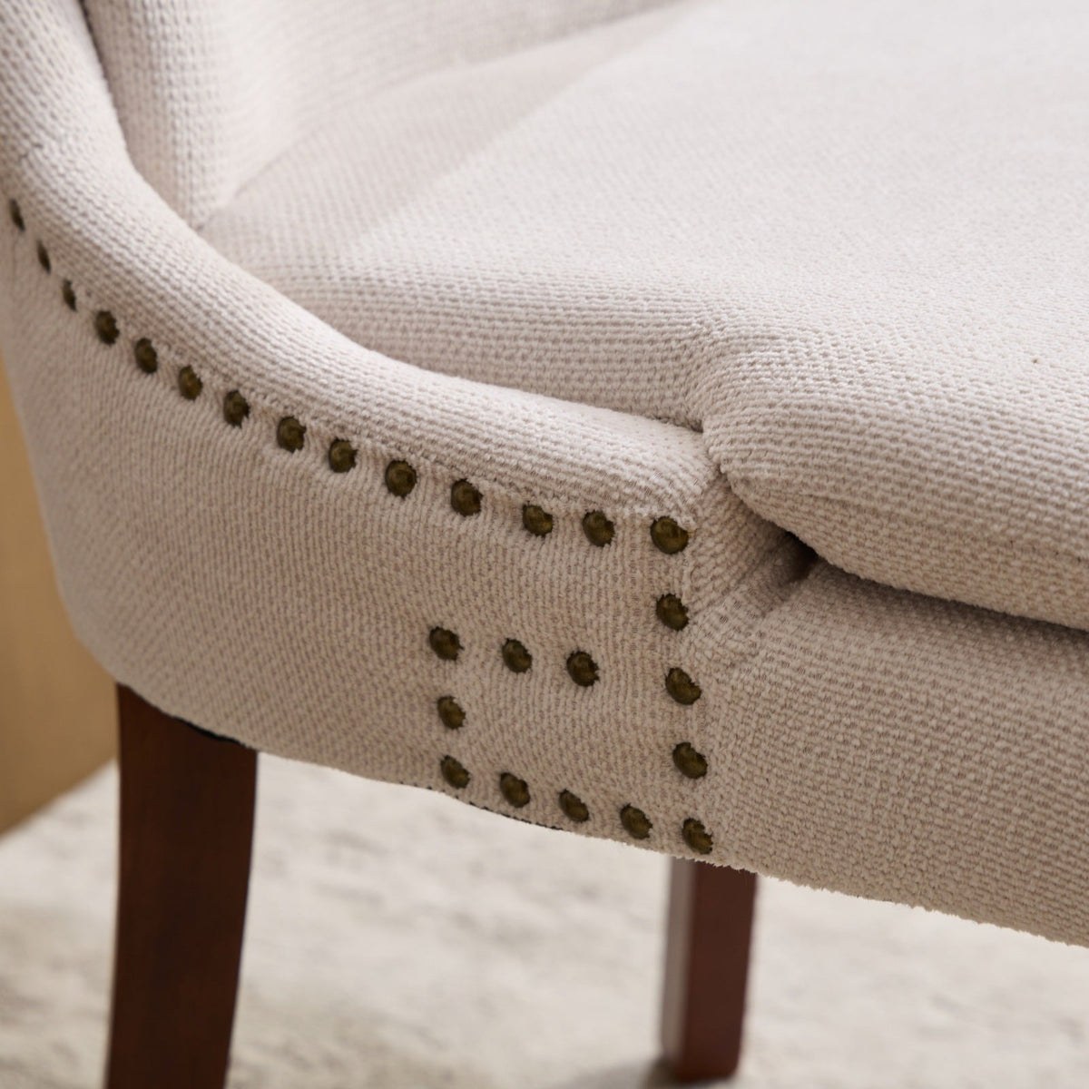 Two double-layer soft-padded Chenille side lounge chairs（beige） - KiKiUMi